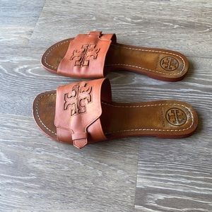 Brown Tory Burch Slides 8.5